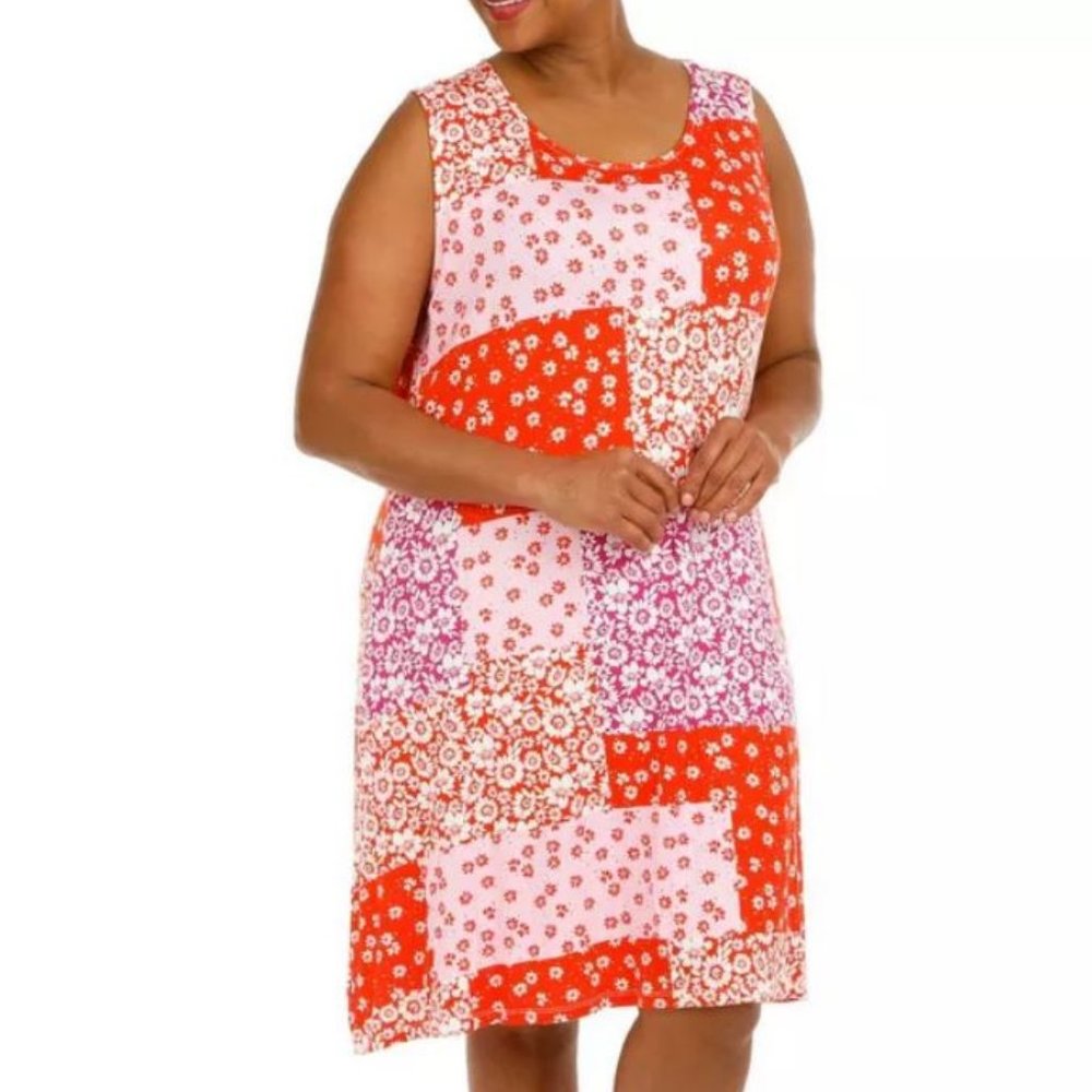 Cupio Plus Stamped Patchwork Pocket Sleeveless Sw… - image 1